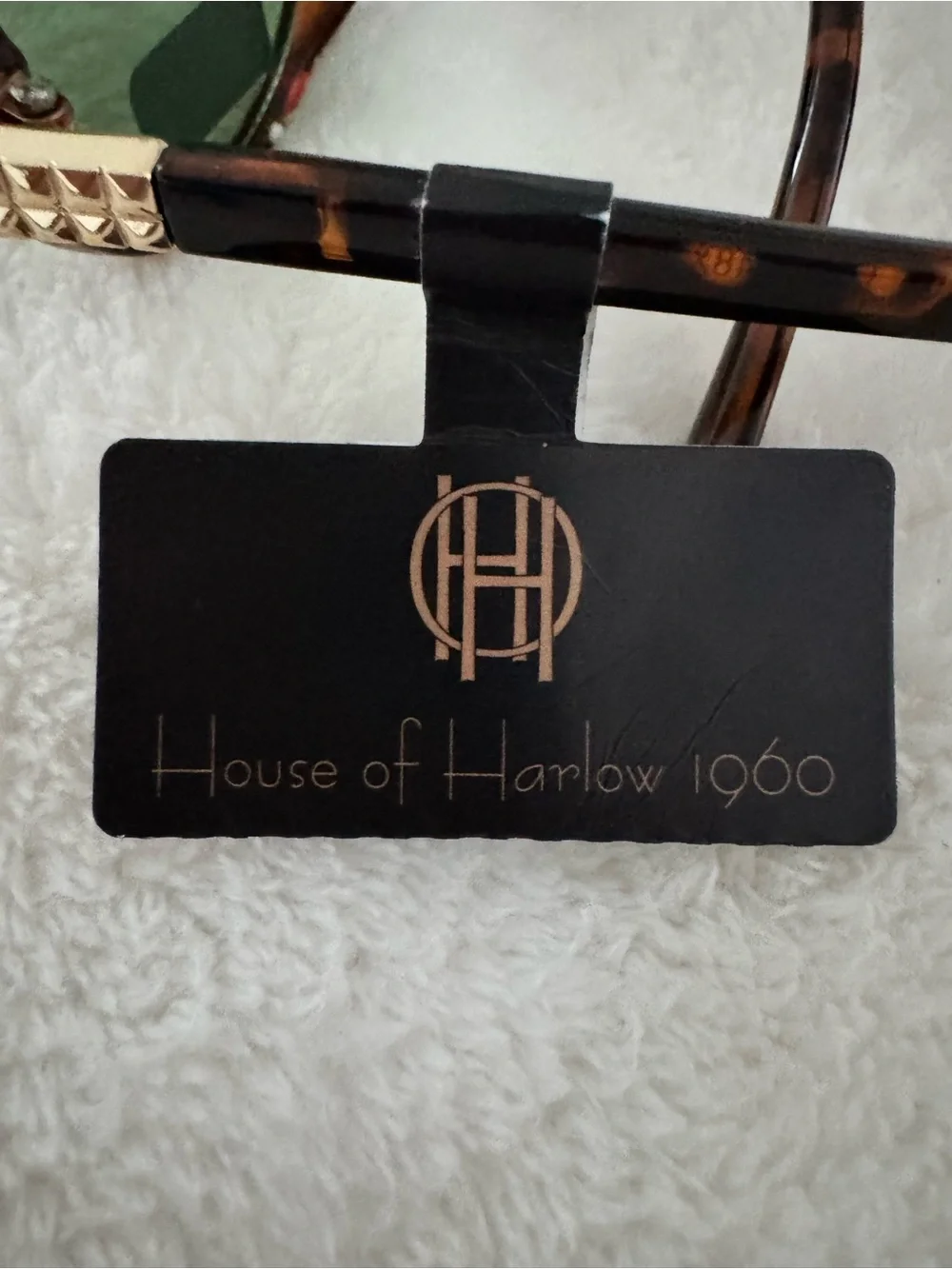 NWT House of Harlow 1960 Tortoiseshell Frame Sunglasses with Green Lenses